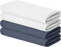 Artoid Mode 100% Cotton White Dark Grey Waffle Weave Kitchen Dish Cloths, 13x28 Inch Ultra Soft Absorbent Quick Drying Kitchen Dish Towels Set of 4, Multicolor
