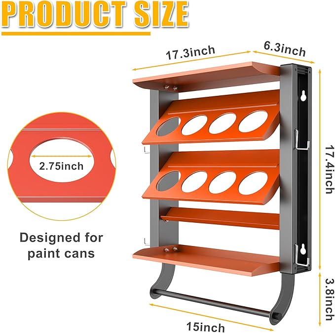 Ultrawall Spray Can Holder Rack, Heavy Duty Steel Wall Mounted Spray Bottle Holder, Garage Tool Utility Storage Rack, Holds 100 lbs