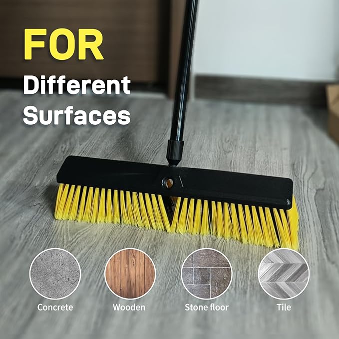 4PCS Push Broom Head Outdoor Large Stiff Bristle Broom Head - Excellent Cleaning Performance - Easy Installation Broom Head(18 inches)