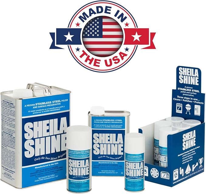 Sheila Shine 3 x 10 Oz. Stainless Steel Cleaner and Polish Aerosol Spray, Protect Household Kitchen Surface, Removes Grease, Fingerprint & Watermark, Polish & Leaves a Streak Free Shine for Appliances