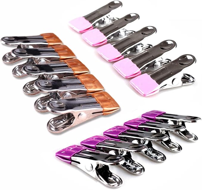 Stainless Steel Clothes Pins: 30 Packs Metal Beach Towel Clips, Pool Cover Clips,Heavy Duty Close Pins ，Hanging Towel Clamp Cloth Clips，Beach Chair Towel Clip