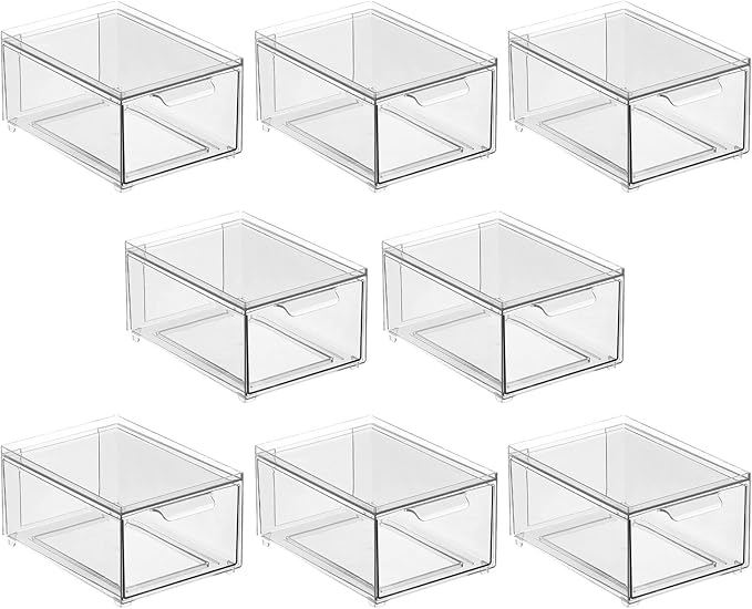 Clarity Pantry Stacking Drawer 8 x 6 x 4 M8 (Pack of 8) - Clear