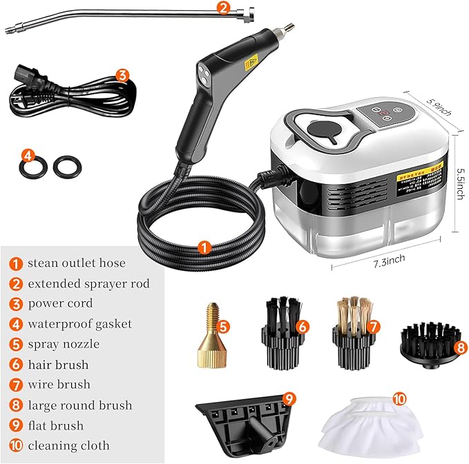 High Pressure Steam Cleaner, 2500W Portable High Temp Bathroom Power Steamer Cleaning Machine Steam Cleaner For Home Use Kitchen Grease Car Cleaning