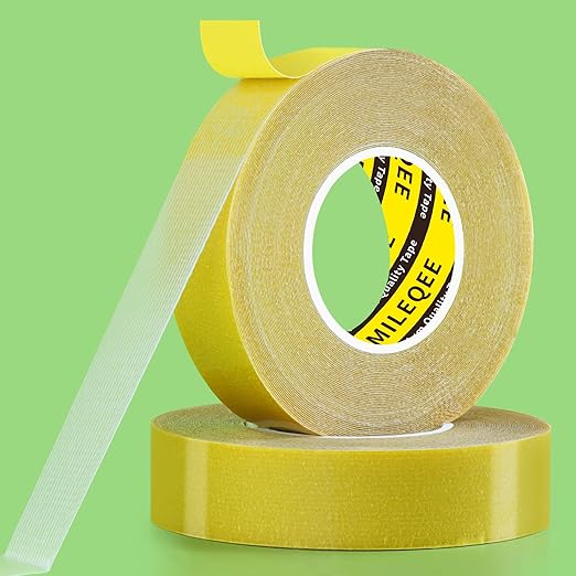 2Pack Double Sided Tape Heavy Duty, 0.79" x 33FT (66FT Total), Universal High Tack Strong Wall Adhesive with Fiberglass Mesh, Super Sticky Resistente Clear Tape, Easy Use Mounting Tape