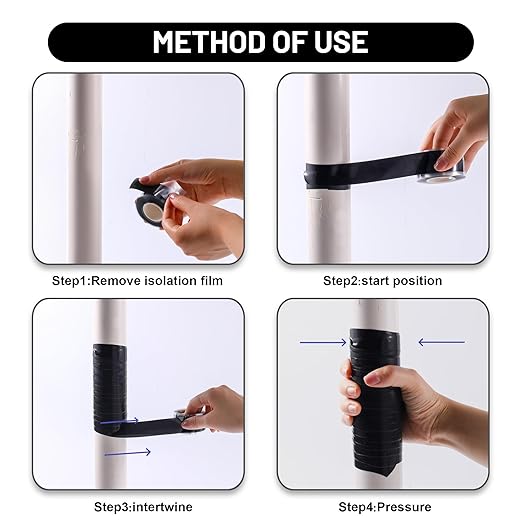 Self Fusing Silicone Tape 2 Rolls 1 in x 10' Black Waterproof Rescue Tape Rubber Leak Silicone Self-amalgamating Tape for Plumbing, Sealing Pipes, Hose Repair, Outdoor Coax and Tool Fixation
