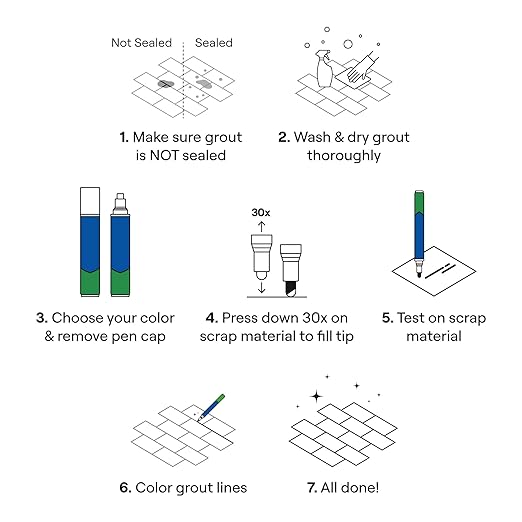 Grout Pen Ivory Tile Paint Marker: Waterproof Grout Paint, Tile Grout Colorant and Sealer Pen - Narrow 5mm, 2 Pack with Extra Tips (7mL) - Ivory