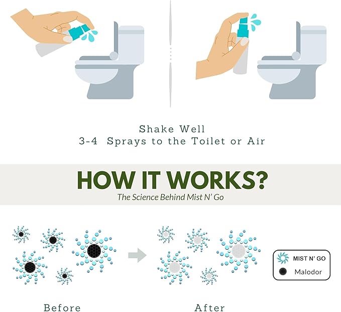 Mist N’ Go by Omaze Travel Bathroom Spray for Toilet Spray Odor Eliminator - Travel Toilet Spray for Bathroom Air Freshener Spray for Bathroom Deodorizer - Dream Regular Size (2oz x1)