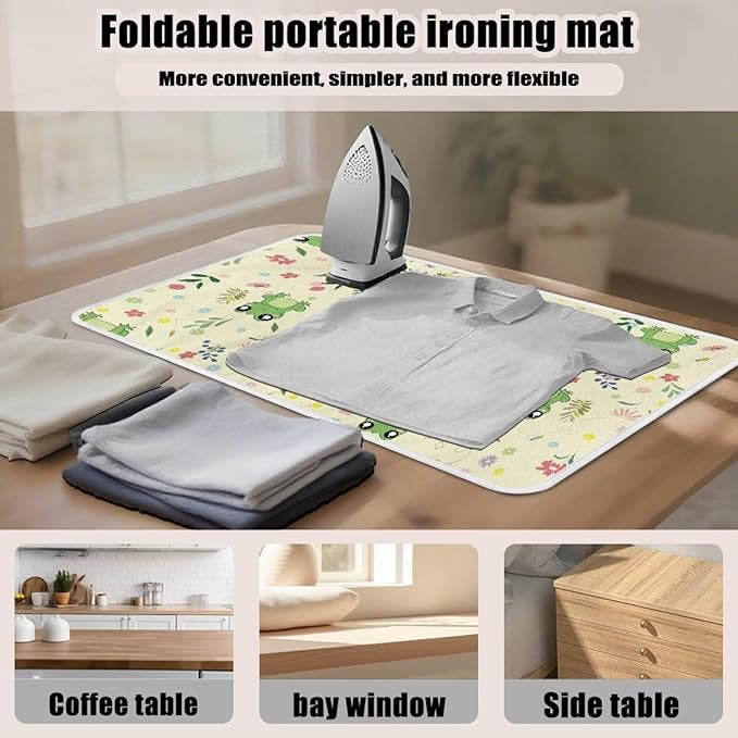 Ironing Mat Ironing Board Pad Heat Resistant, Portable, Quilting & Travel Blanket 32 x 16 Inch Cute Frog Small Ironing Mat for Table Top,Countertop,Etc
