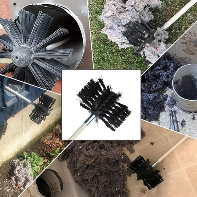 12 Feet Stove Pipe Clean Brush Extension Rods Flexible Fireplace Chimney Brush Stove Pipe Brush Rod Rotary Air Duct Dryer Vent Cleaner Rods Flue Brush Chimney Sweep Kit with Brush Head