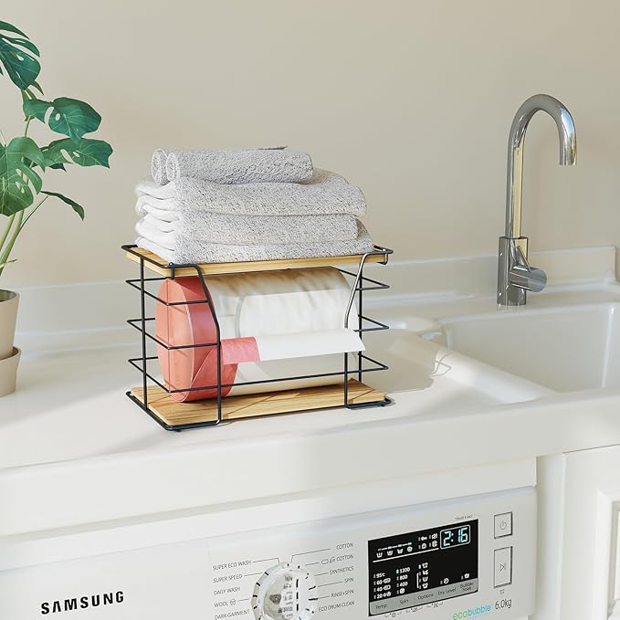 Large Trash Bag Holder, Wall Mount Grocery Bag Holder with Lid, Suitable for Garbage Bags 13 Gallons,Stackable Storage Laundry Kitchen Organizers for Countertop Organization, No Drill