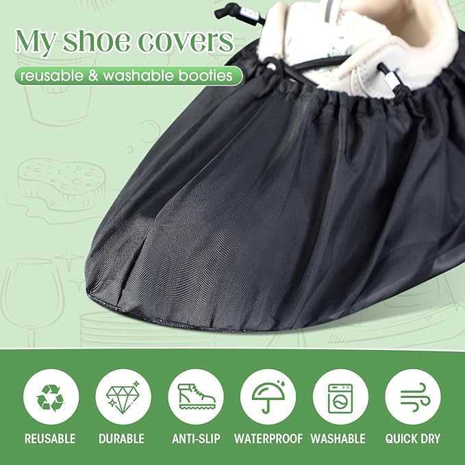 Frienda 8 Pairs Non Slip Reusable Shoe Covers Waterproof Boot Covers for Household Carpet Floor Protection Machine Washable (X-Large)