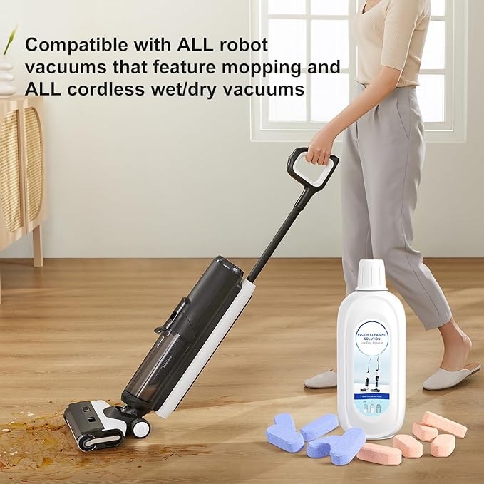 5 Bottles Compatible with Tineco Cleaning Solution 500ml Per Bottle Lavender Scents Floor Cleaner Compatible with All Robot Vacuums with Mopping and Cordless Wet/Dry Vacuum (Lavender Scents)