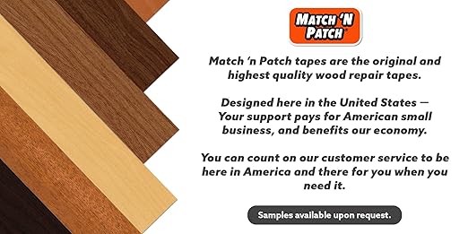 MATCH 'N PATCH Realistic Wood Grain Repair Tape - Durable Multi-Use Adhesive Tape for Furniture, Floors, Cabinets, Windows, Doors, RV, Home Decor & DIY Projects - Natural Oak, 2.25 inch x 15 feet