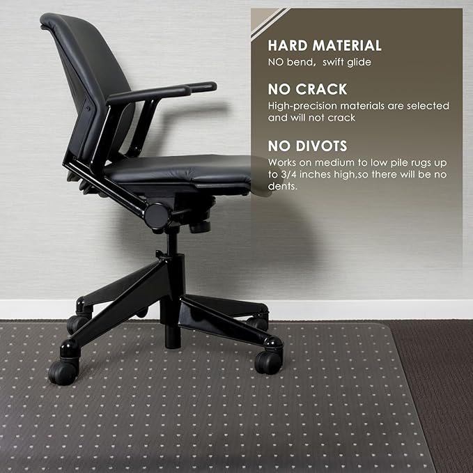 Azadx Heavy Duty Office Chair Mat for Carpet 32" x 48" Hard Material Chair Mat for Carpeted Floor Non-Slip Carpet Protector for Office Easy Glide Desk Floor Mat for Office Chair on Carpets 2 Pack