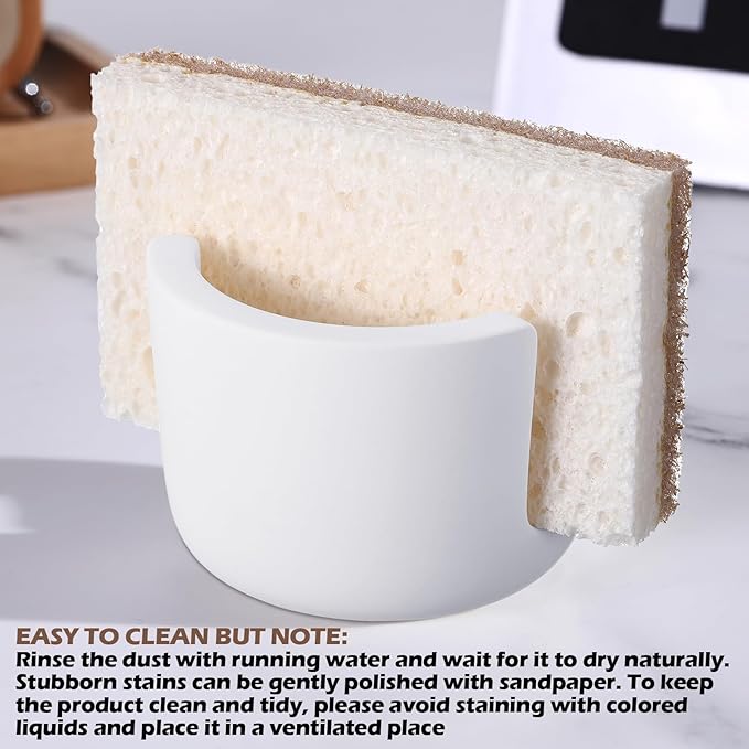 Geelin 2 Pack Diatomite Stone Sponge Holder for Kitchen Sink Absorbent Sponge Drying Rack Dish Organizer Kitchen Accessories Sink Tray(White)