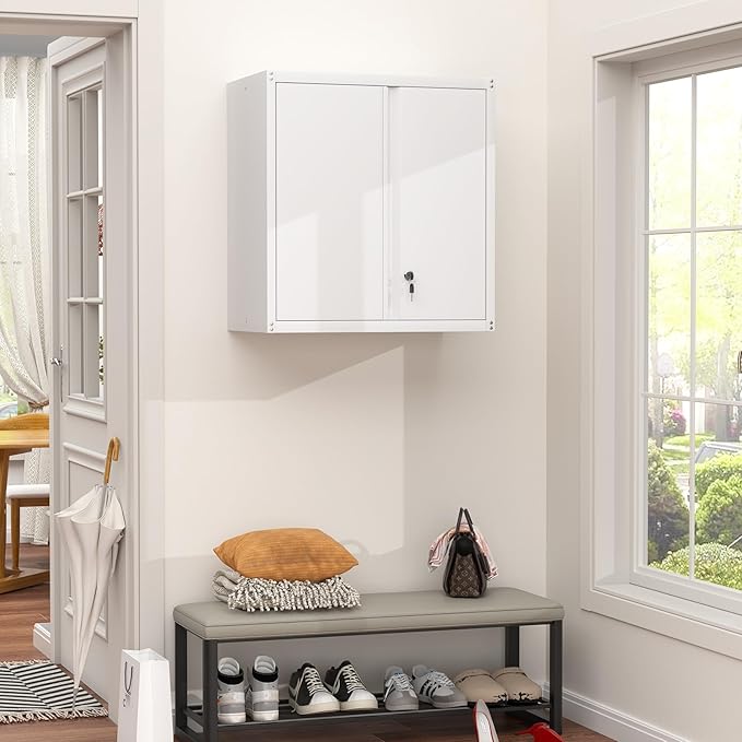 Metal Wall Cabinet,Garage Wall Mounted Cabinets,Steel Locking Cabinet,Metal Wall Cabinets for Office,Wall Cabinets with Doors and Shelves,Garage Cabinets for Home,Basement