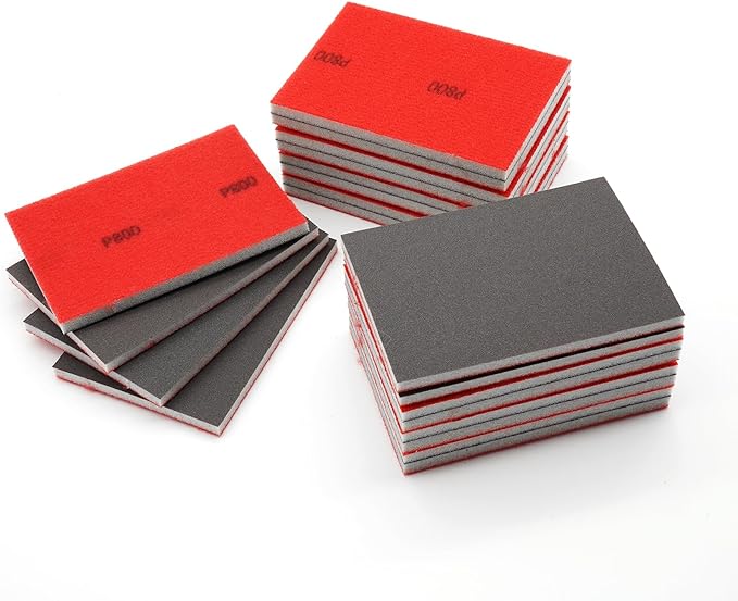 20 Pack 800 Grit Sanding Sponge, 3 x 4 Inch Soft Foam Sanding Block Wet Dry Sanding Pads, Washable Sandpaper Sponge Drywall Sand Block for Wood, Metal, Furniture Polishing (800 Grit)