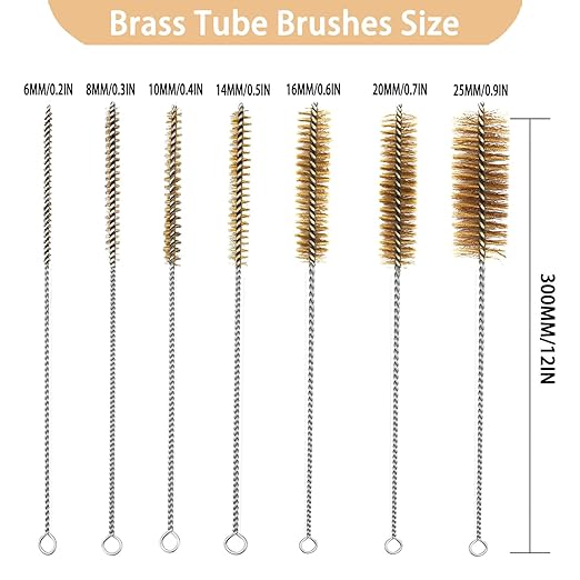 7pcs Brass Tube Brushes Bottle Brush Wire Tube Brushes,Long Wire Cleanling Brushes,Tube Cleaning Lab Brushes Straw Cleaner Brush Wire Bottle Brush Pipe Cleaner for Tubes,Bottle,Glass