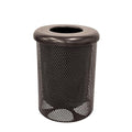 COATEDOUTDOORFURNITURE RFT-P-BRW Heavy Duty Round Trash Receptacle with Flat Top, Liner Included, 32 Gallon, Brown, Made in America