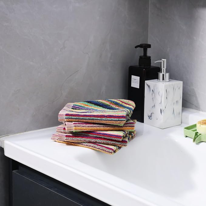 Oeleky Kitchen Dishcloths for Washing Dishes, Ultra Absorbent Dish Rags, Cotton Cleaning Cloths Pack of 8, 12x12 Inches (Multi-1, 12x12 inch)