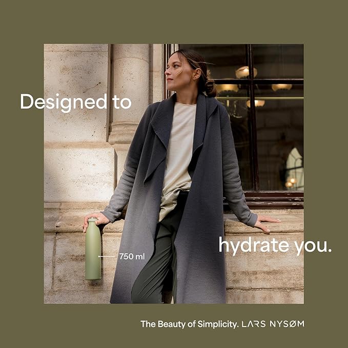 LARS NYSØM Stainless Steel Insulated XL Water Bottle 12oz 17oz 25oz 34oz 51oz | Insulated Thermo Flask for Hot and Cold Beverages | Leakproof Drinking Bottle (Blush Rose, 50.7 oz)