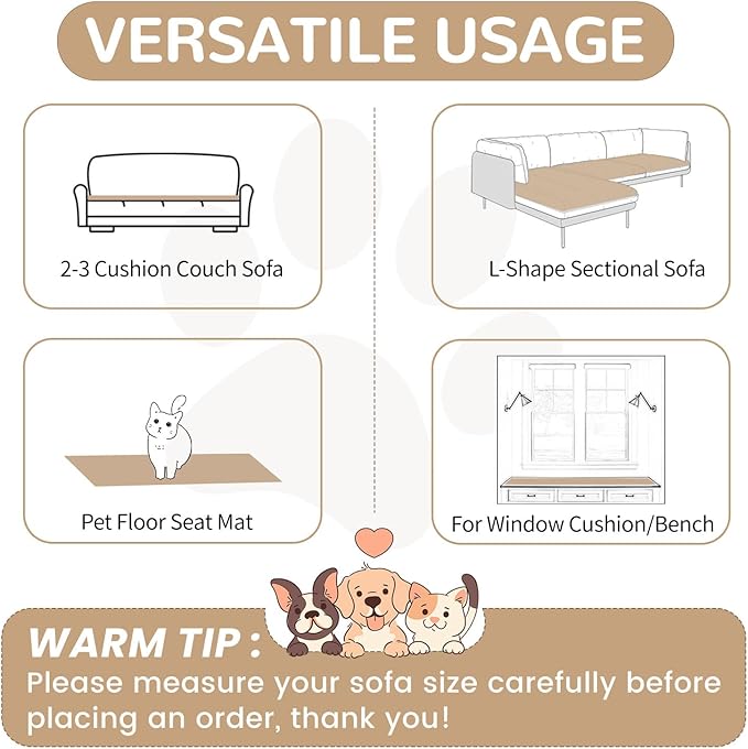OTOB Sofa Covers for 3 Cushion Couch Washable, Fuzzy Non Slip Pet Friendly Couch Cover Protector Love Seat, All Seasons Soft Plush Furniture Bed Mats Sofa Slipcovers (Coffee, 31.5" x 70.9'')