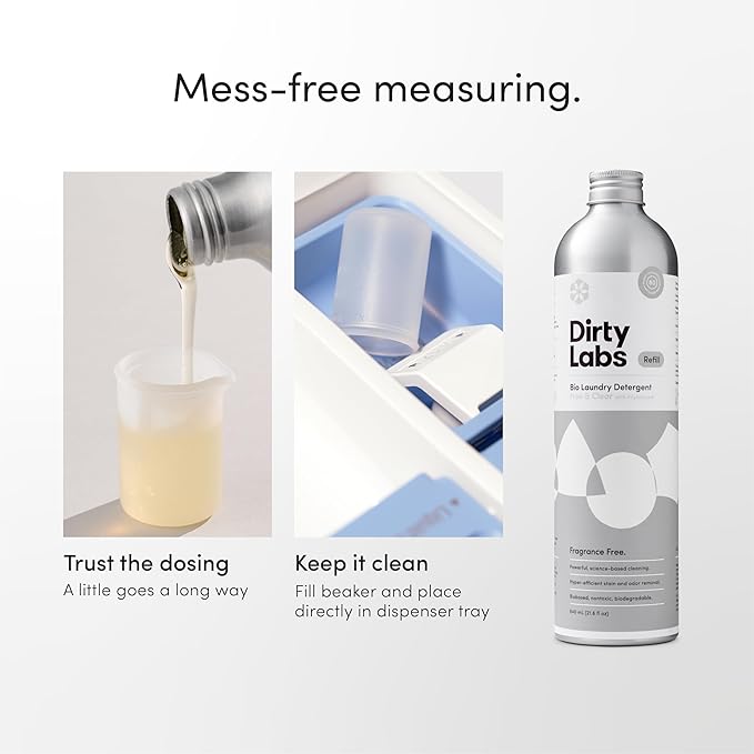 Dirty Labs | Scent Free | Bio Enzyme Liquid Laundry Detergent | 80 Loads (21.6 fl oz) | Hyper-Concentrated | High Efficiency & Standard Machine Washing | Nontoxic, Biodegradable | Stain & Odor Removal