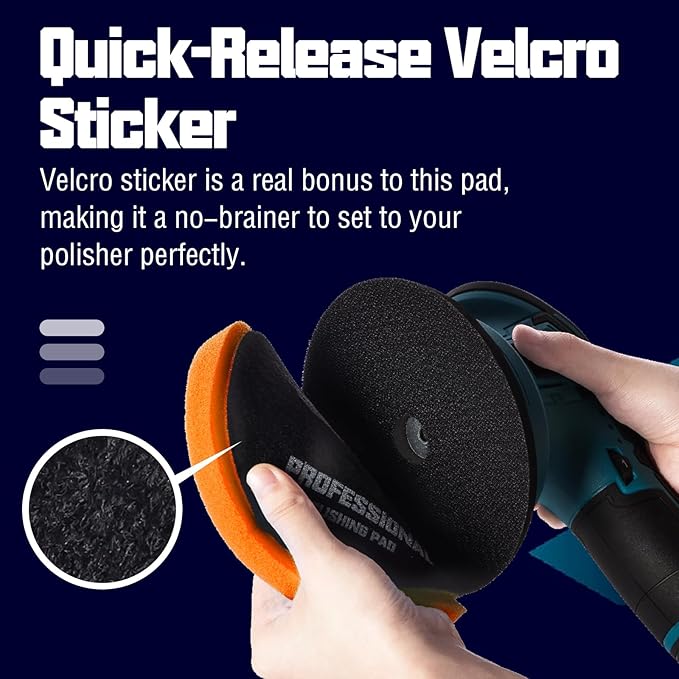 6 Inch Buffing Pads - 3Pcs Orange Buffing Pads - 6.5 Inch Face for 6 Inch 150mm Backing Plate - High-Density Buffing Sponge Pads for Car Buffer Polisher Compounding, Polishing & Waxing