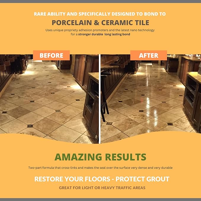CoverTec GlazeGuard Matte Natural Look Ceramic, Porcelain Tile Grout Sealer, Flat Finish, 2 Part Kit, 0.75 Gal