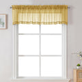 Chyhomenyc Sheer Valances for Windows 2 Pack, Small Window Curtains for Living Room Bathroom Cafe Laundry Basement, Modern Top Dual Rod Pocket Voile Curtain, 42W x 18L inches, Gold