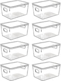 Clear Plastic Storage Bins with Lids, Perfect for Kitchen Organization or Pantry Organization and Storage, Stackable Fridge Organizer Bins, Storage Containers for Organizing, Cabinet Organizers