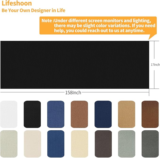 Fabric Repair Patches, 17X158 Inch Canvas Self-Adhesive Fabric Patches Tape Durable, DIY Large Canvas Repair for Sofa, Couches, Furniture, Chair, Clothing （17X158 Inch, Dark Blue）