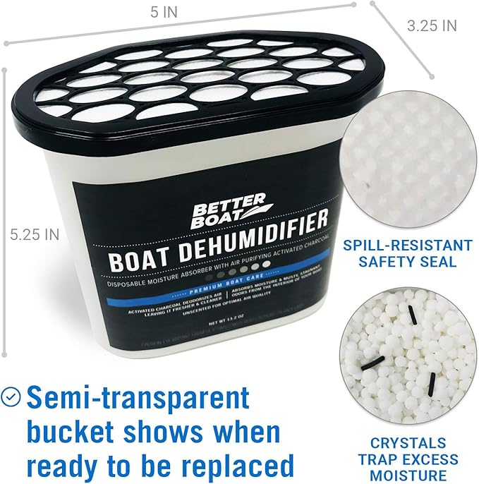 Moisture Absorber and Boat Dehumidifier, Charcoal Odor Remover for Damp Smell and Humidity, Unscented and Fragrance-Free, 4 Pack, Ideal for Basement, Closet, Home, RV, or Boating, No Refill Needed