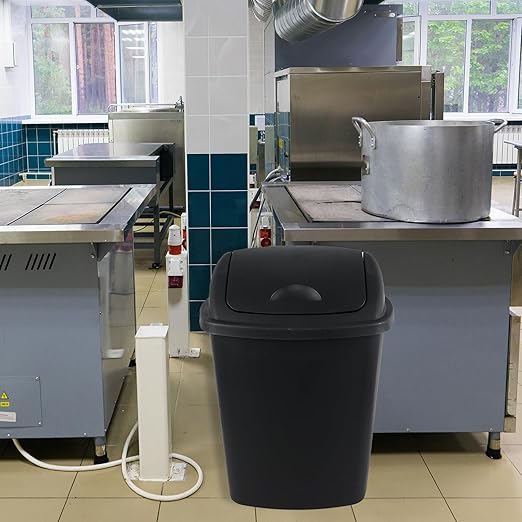 Yuright 40 L / 10 Gallon Swing Lid Trash Bins, 4 Pack Large Plastic Garbage Cans, Black