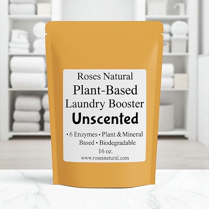 Natural Enzyme Laundry Booster – Unscented | 6 Enzymes | Fragrance-Free | Biodegradable | HE Safe, for Sensitive Skin, Eco-Friendly Laundry Additive | 16 oz | Made in USA