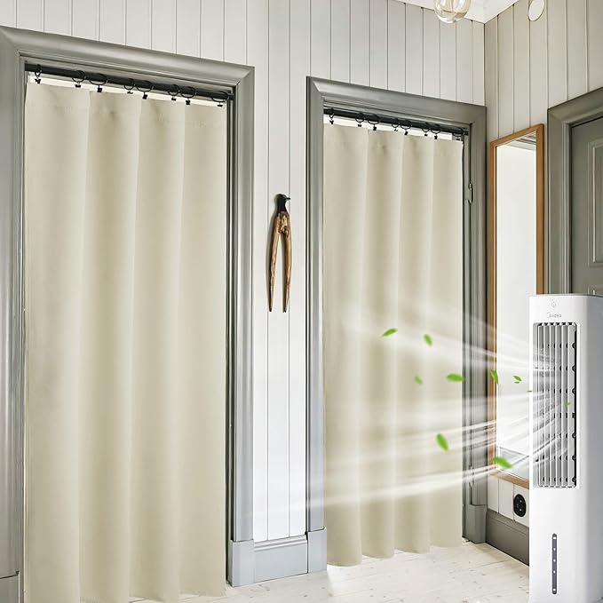 RYB HOME Blackout Curtains for Living Room, Large Window Shades for Bay Window Dining Parlor Bedroom Patio Door, Wide 62 x Long 72 inches, Beige, 2 Panels