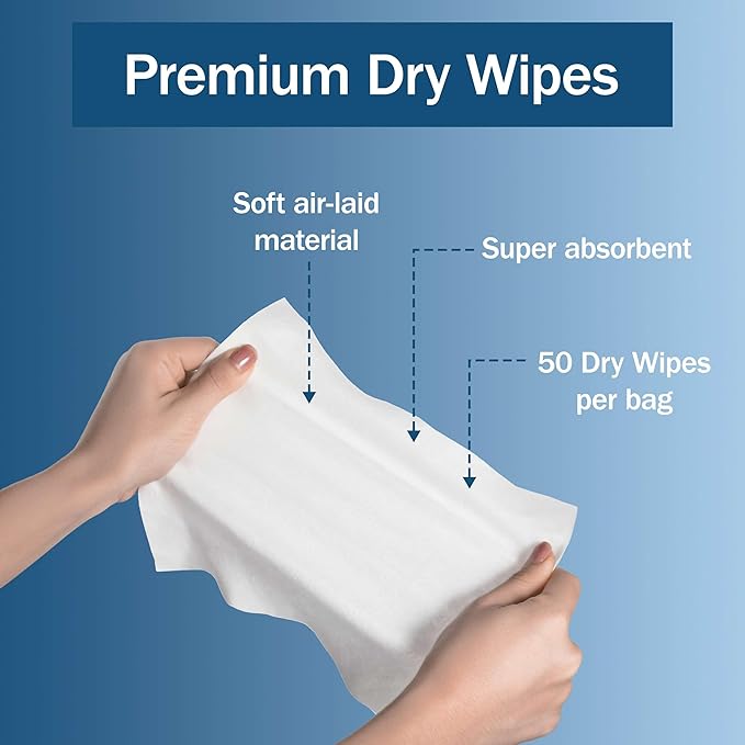 Dry Wipes for Adults - Case of 800 Unscented Disposable Washcloths - 10" x 13" Non Woven Wipes for Incontinence and Senior Care