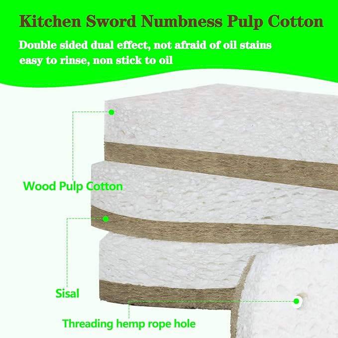 Eco Friendly Cellulose Compostable Biodegradable Kitchen Clean Sponges, for Washing Sink/Pan and Dishwashing, 10 Pack