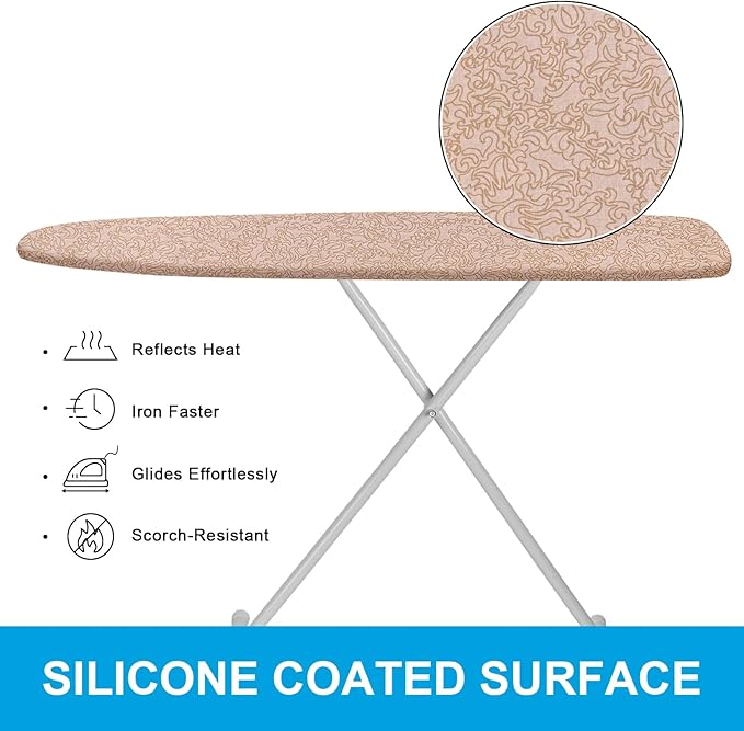 Extra-Wide Ironing Board Cover and Pad Replacement with Scorch and Stain Resistant Thick Padding and Elasticized Edge 18" x 49" Ironing Board Covers 4 Fasteners and 1 Protective Scorch Mesh Cloth