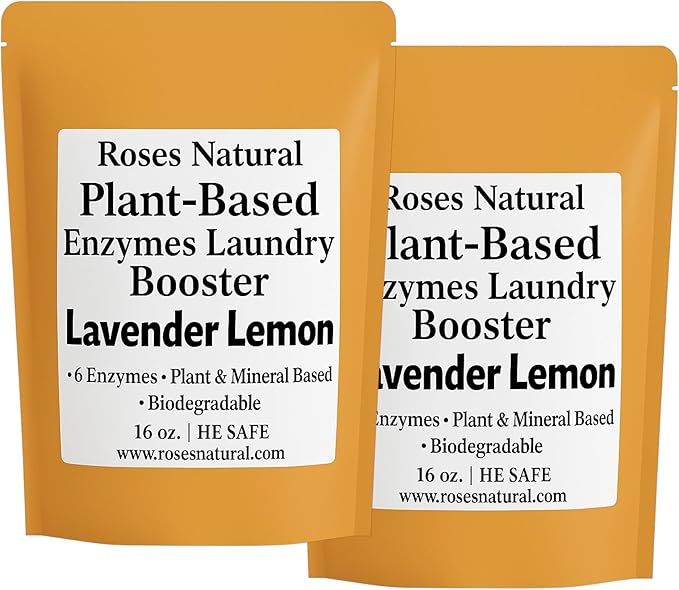 Natural Enzyme Laundry Booster – Lavender Lemon | 6 Enzymes | Biodegradable | HE Safe, Eco-Friendly, Gentle on Skin, Plant & Mineral Based | 16 oz | Made in USA