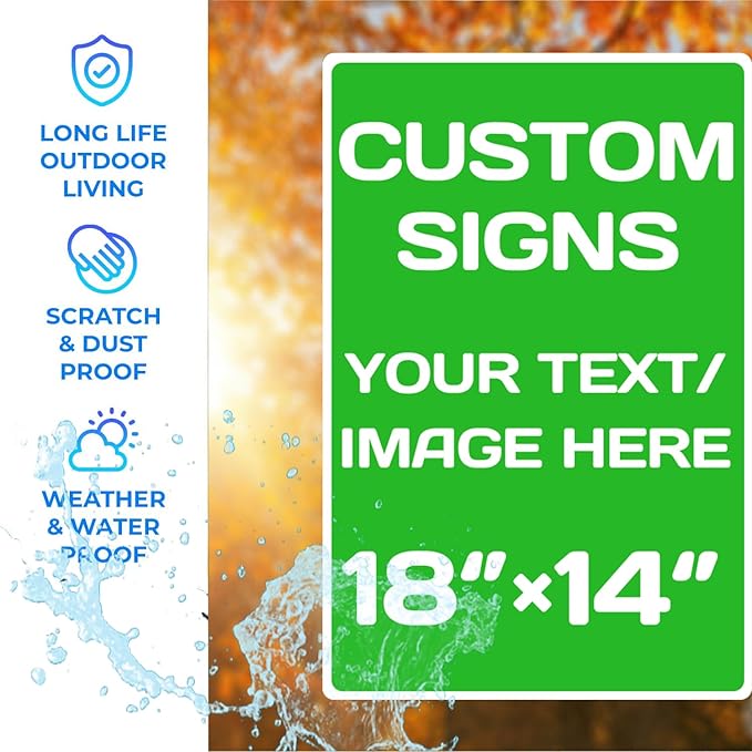 Personalized Aluminum Weatherproof Metal Signs - Multiple Sizes, Custom Text & Picture, Hazard, Garden, Custom Door Signs