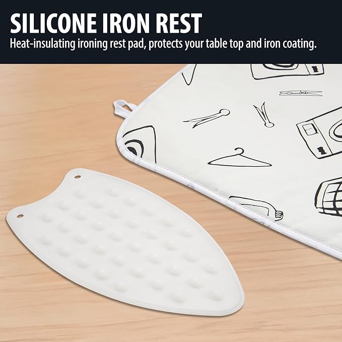 Seiritex Ironing Mat for Table Top, Portable Ironing Pad 39.4 x 18.9 inch Iron Board 5 in 1 Travel Iron Blanket for Counter top, Washer, Dryer, White