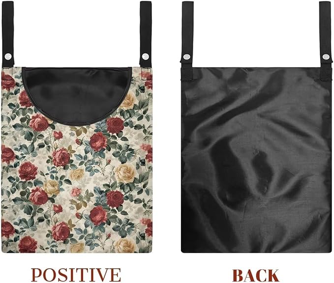 2 Pcs Rose Clothespin Laundry Bag, Clothes Lines for Clothes Outside, Hanging Storage Organizer with Hanging Rope for Home Outdoor