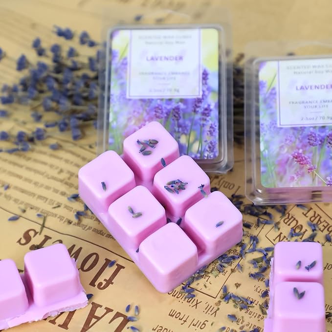 SCENTORINI Lavender Wax Melts Wax Cubes, Lavender Candle Wax Melts Strong Scent, Soy Scented Wax Melts for Wax Warmers Christmas Decor, 2 x 2.5 oz