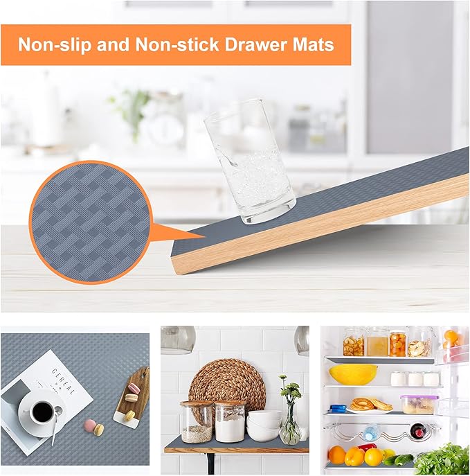 Shelf Liners for Kitchen Cabinets Refrigerator Liners Waterproof & Oil-Proof Kitchen Cupboard Liner Non-Slip Drawer Mats EVA Material Non Adhesive Fridge Mats for Shelves 23.6 x 78.7 Inches