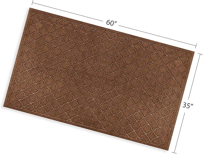 WaterHog Heavy Duty Doorway Mat, 3' x 5', Made in USA, Durable & Skid-Resistant Entryway Mat, Water-Trapping, Indoor/Outdoor Decorative Floor Covering, Cordova Collection, Dark Brown