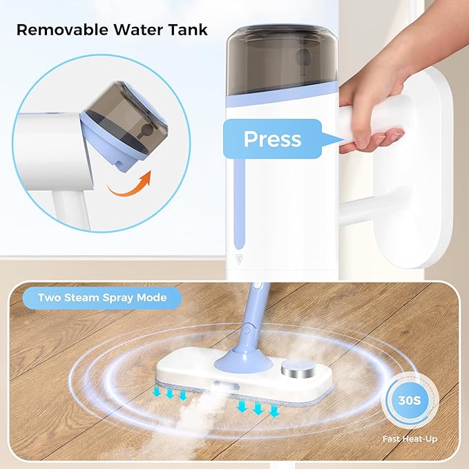 Steam Mop for Floor Cleaning, 7 in 1 Floor Steamer with Detachable Handheld Steam Cleaner Perfect for Hardwood Floors, Clothes, Windows, Tiles, Furniture, Carpet, Whole Home Use