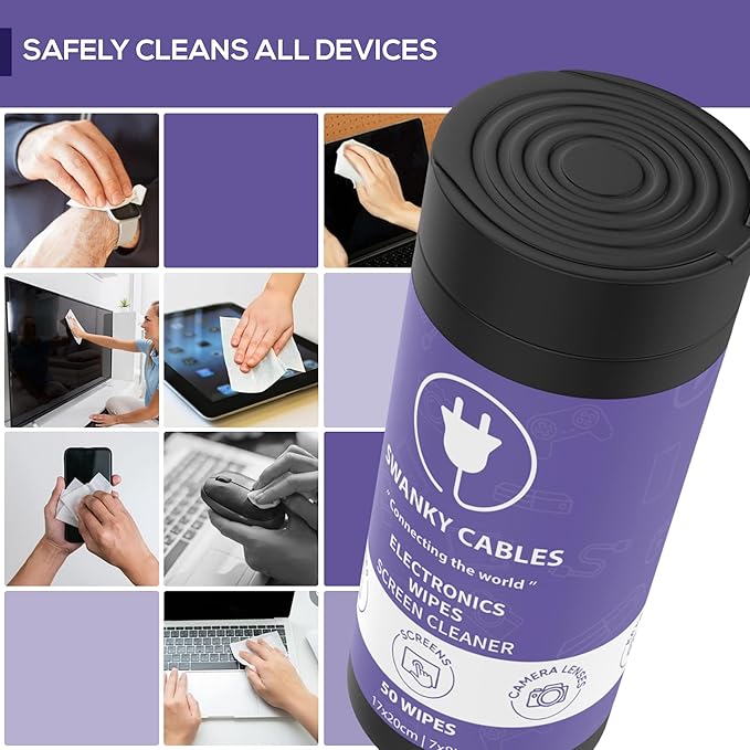 Screen Cleaner Wipes: Electronic Wipes for Screens - Computer Screen Wipes for Lens, Phone, TV Screen and Monitor Cleaning - Tech Wipes & Microfiber Cloth (Canister, 600 Count)