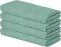 Artoid Mode 100% Cotton Light Green Waffle Weave Kitchen Dish Cloths, 13x28 Inch Ultra Soft Absorbent Quick Drying Kitchen Dish Towels Set of 4