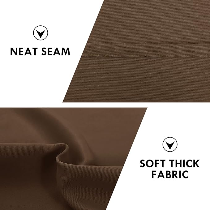 DWCN Blackout Curtains Room Darkening Thermal Insulated Bedroom Curtains Window Curtain Panels, 52 x 54 inches Long, Set of 2 Brown Rod Pocket Drapes